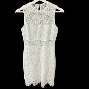 Classic White Lace Sleeveless Sheath Dress